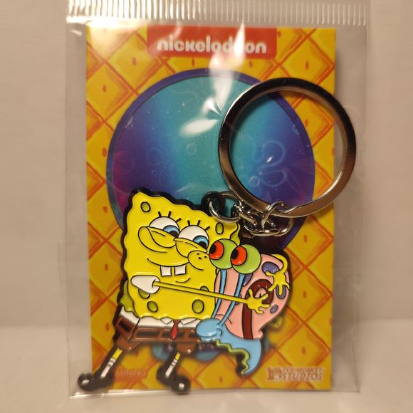 Official Spongebob Squarepants & Gary Metal Enamel Keychain - Picture 1 of 2